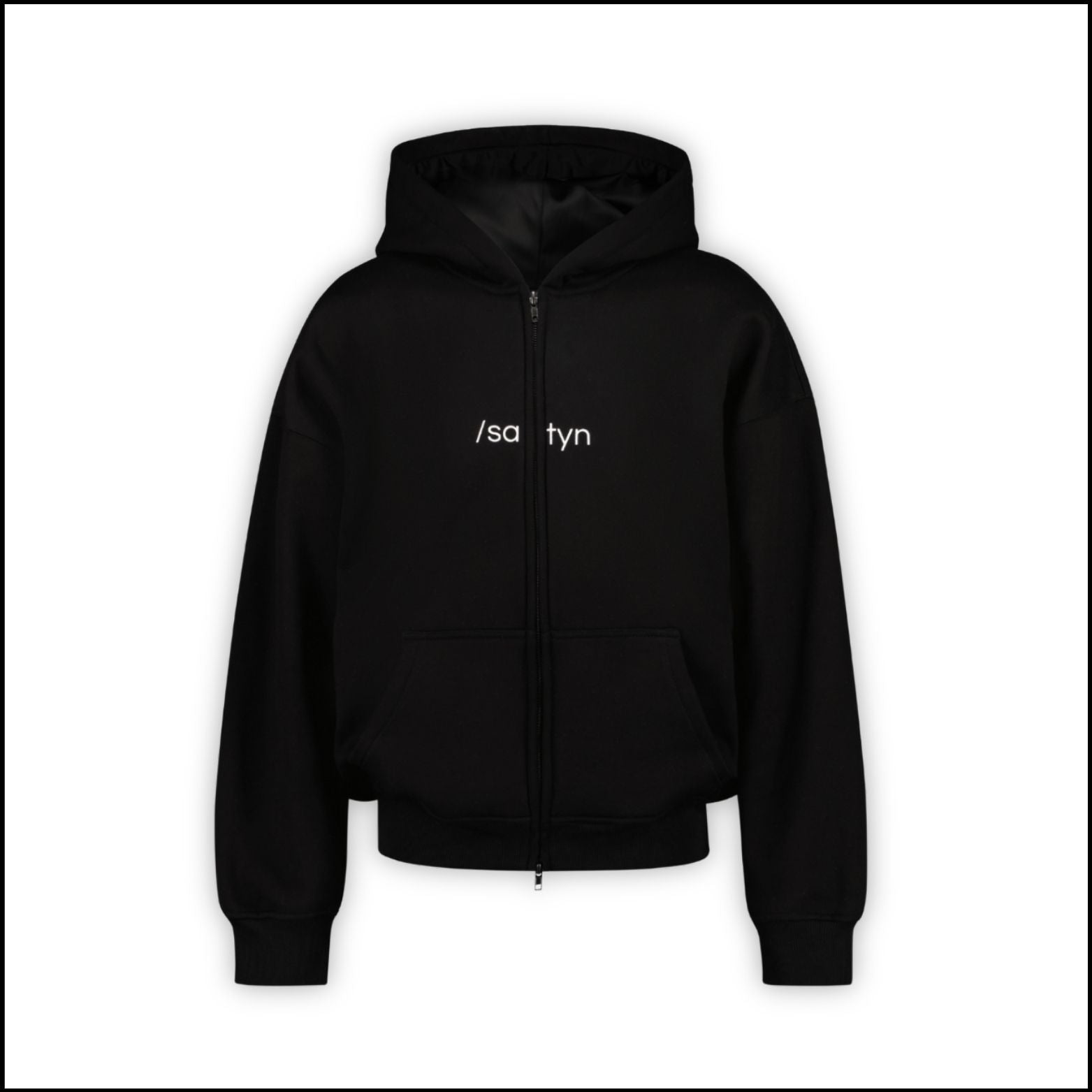 Hoodie Zip /satyn - Jet black