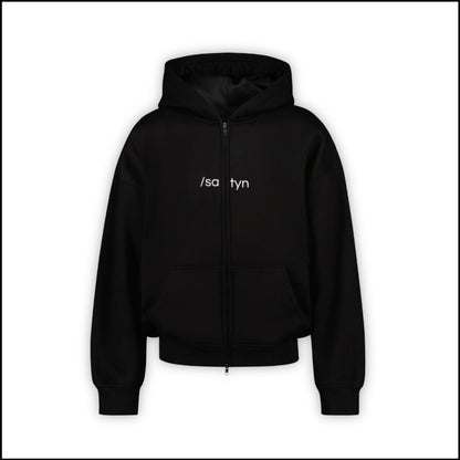 Hoodie Zip /satyn - Jet black